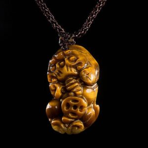 Mặt Dây Tỳ Hưu Mắt Hổ Nâu 1A_To