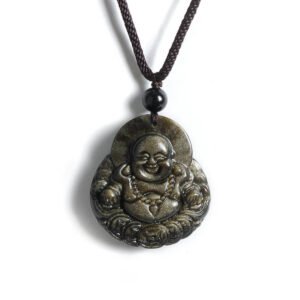 Mặt Dây Phật Di Lặc Obsidian Rainbow To