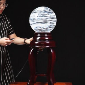 Quả cầu obsidian trắng 19,71kg - 25,6cm + đôn xoay nhiều màu