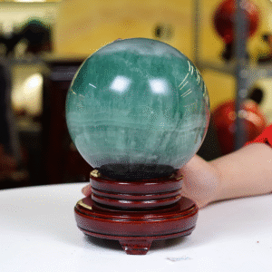 Quả cầu Fluorit xanh cộng sinh tím 3,8kg - 13cm