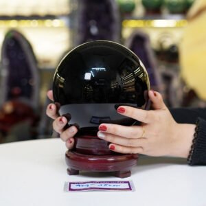 Quả cầu Obsidian đen 2A - 4kg - 15cm
